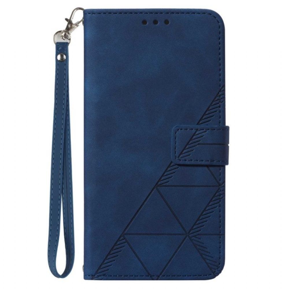 Leren Hoesje voor Xiaomi Redmi Note 12 5G Met Ketting Riem Driehoeken