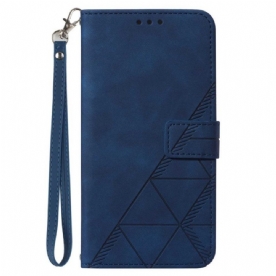 Leren Hoesje voor Xiaomi Redmi Note 12 5G Met Ketting Riem Driehoeken