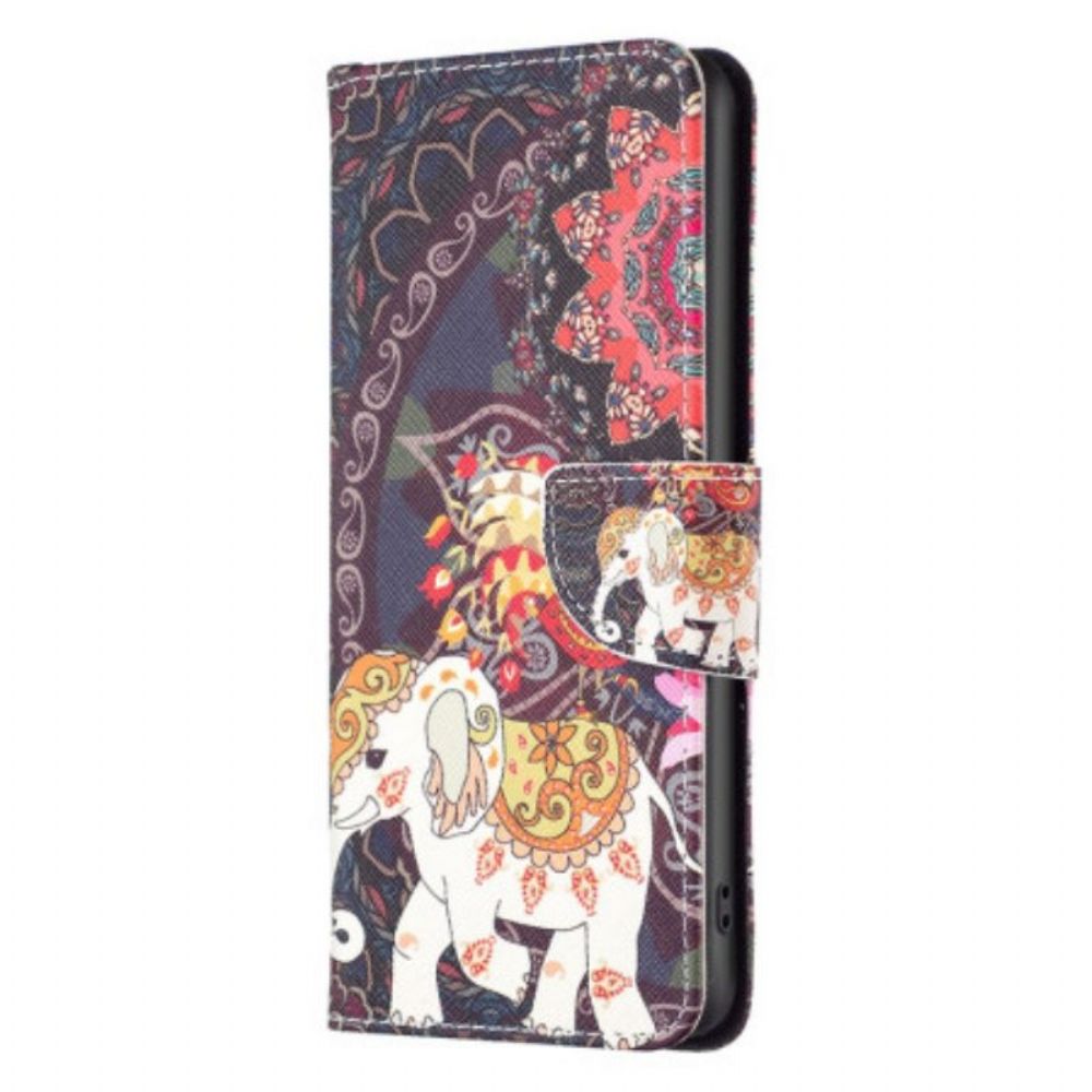 Leren Hoesje voor Xiaomi Redmi Note 12 5G Stammen Olifant