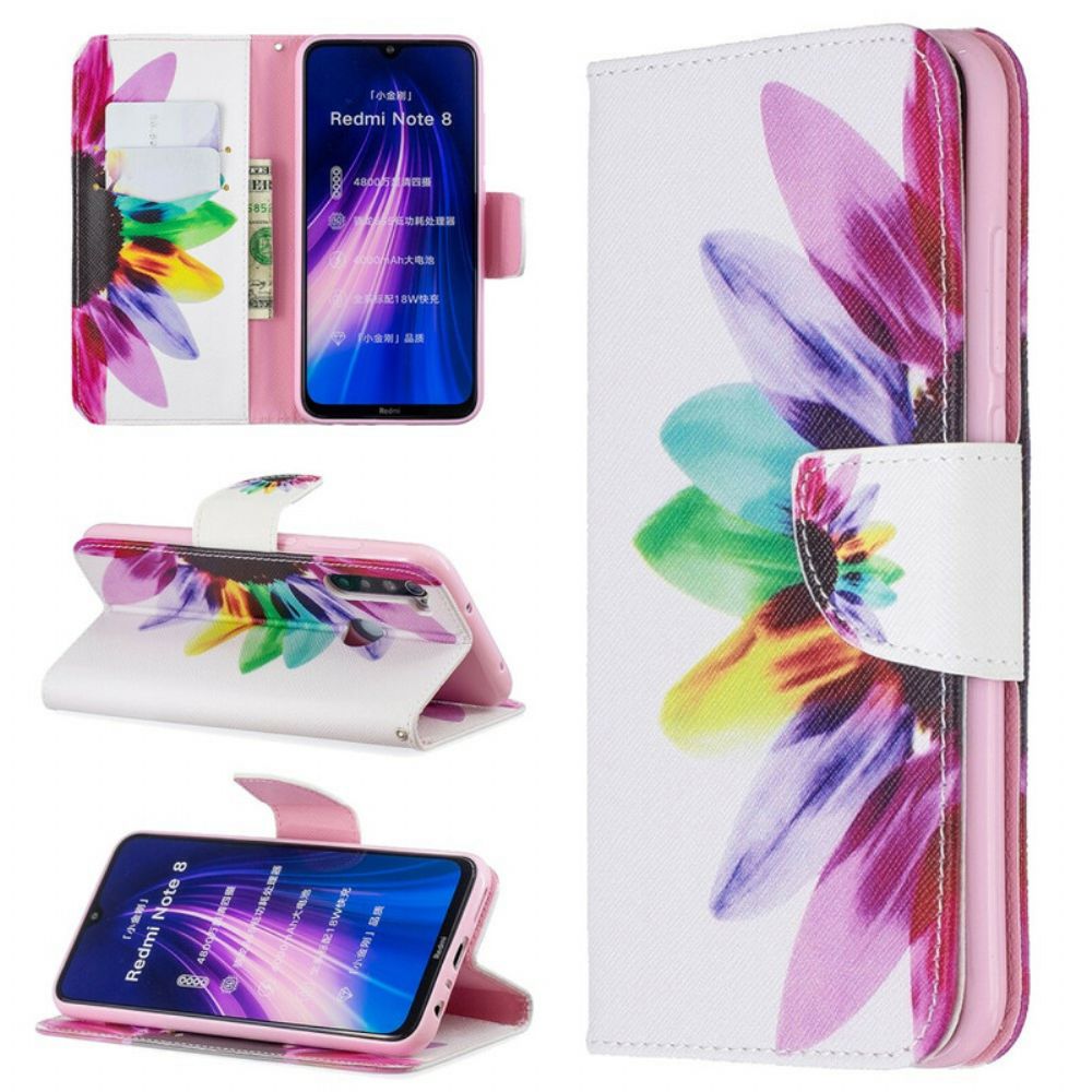 Folio-hoesje voor Xiaomi Redmi Note 8 Aquarel Bloem