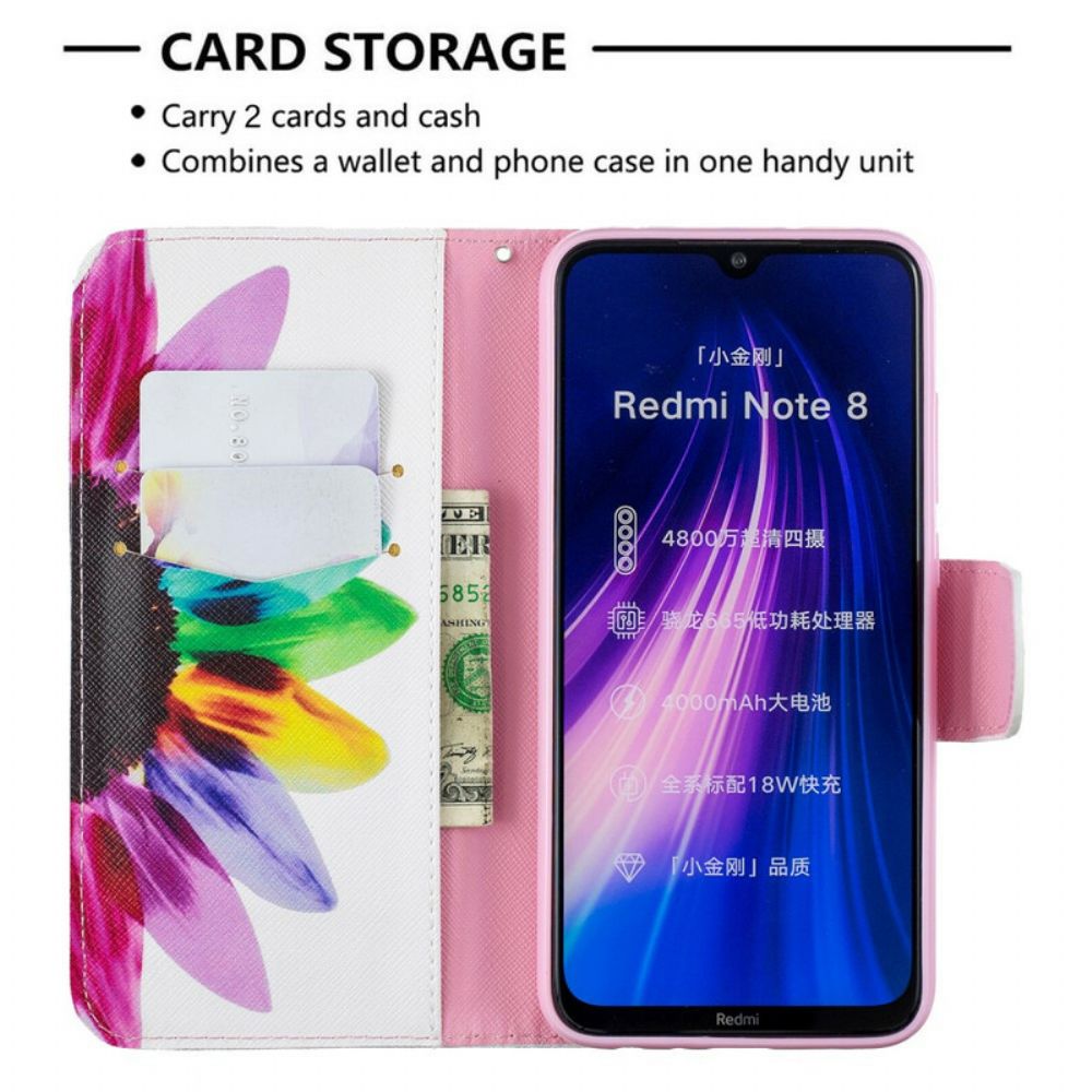 Folio-hoesje voor Xiaomi Redmi Note 8 Aquarel Bloem