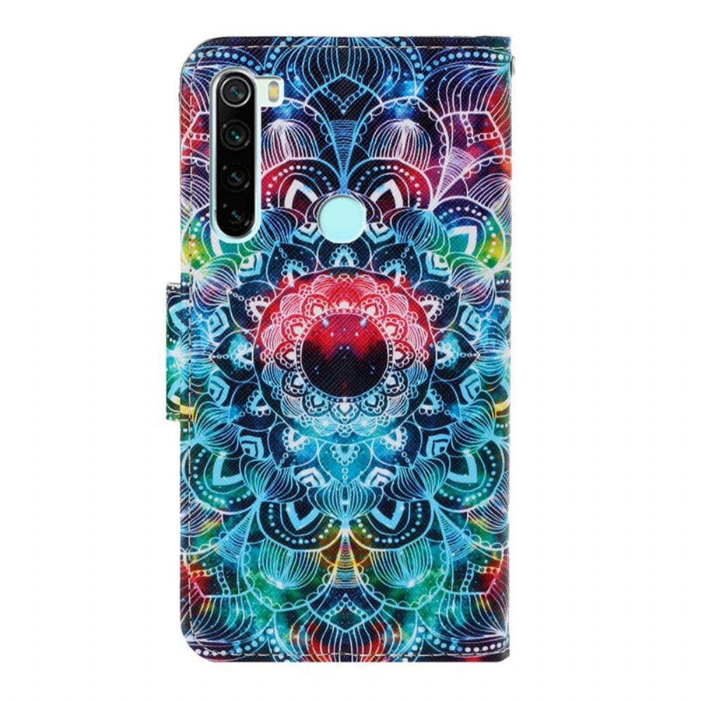 Folio-hoesje voor Xiaomi Redmi Note 8 Met Ketting Knipperende Mandala Met Bandjes