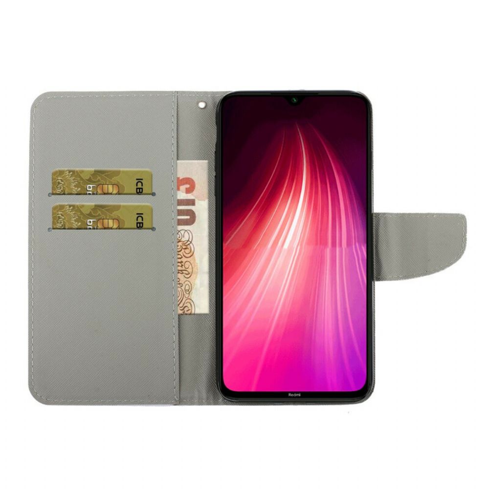 Folio-hoesje voor Xiaomi Redmi Note 8 Met Ketting Leef Het Met Bandjes