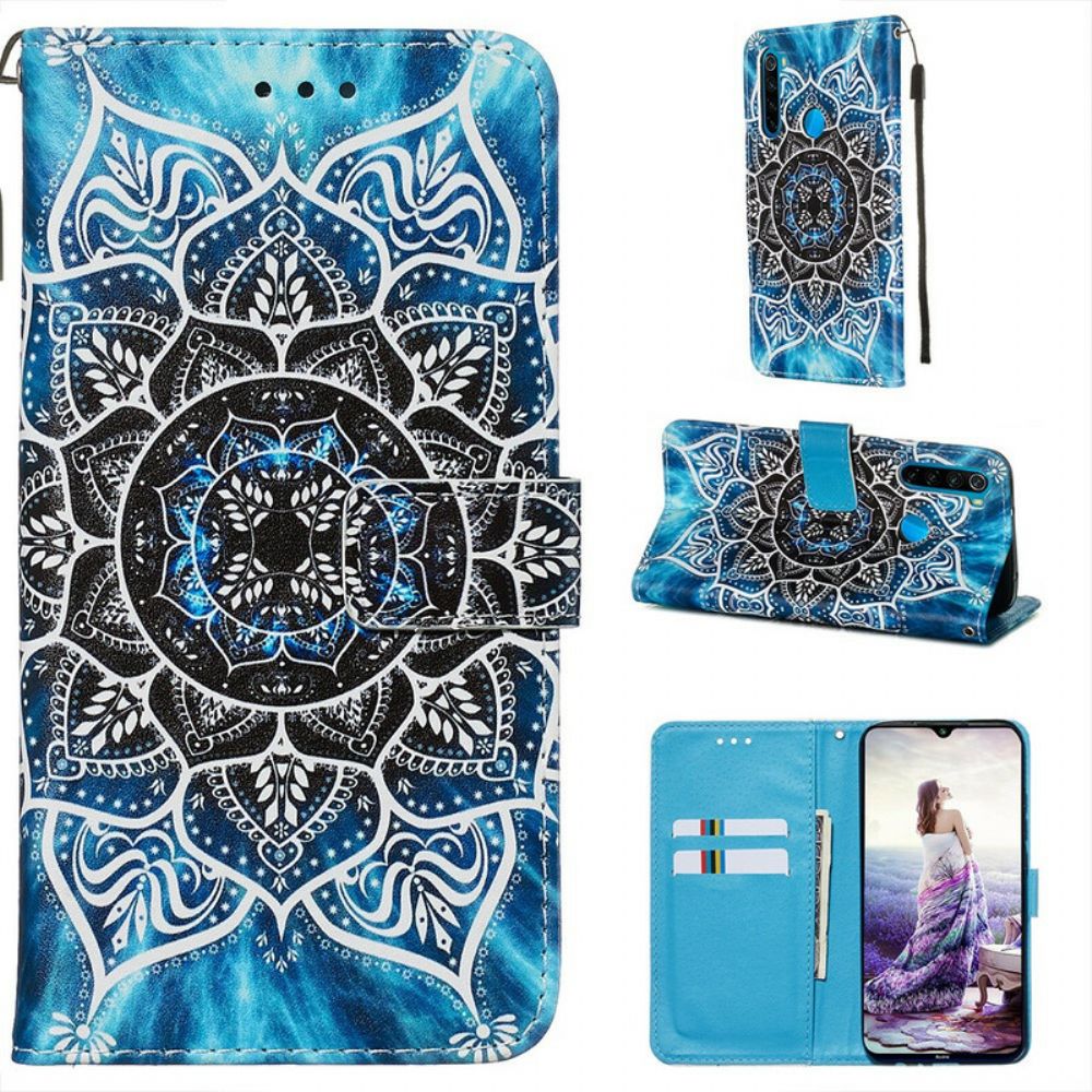 Folio-hoesje voor Xiaomi Redmi Note 8 Met Ketting Mandala Met Zwarte Bandjes