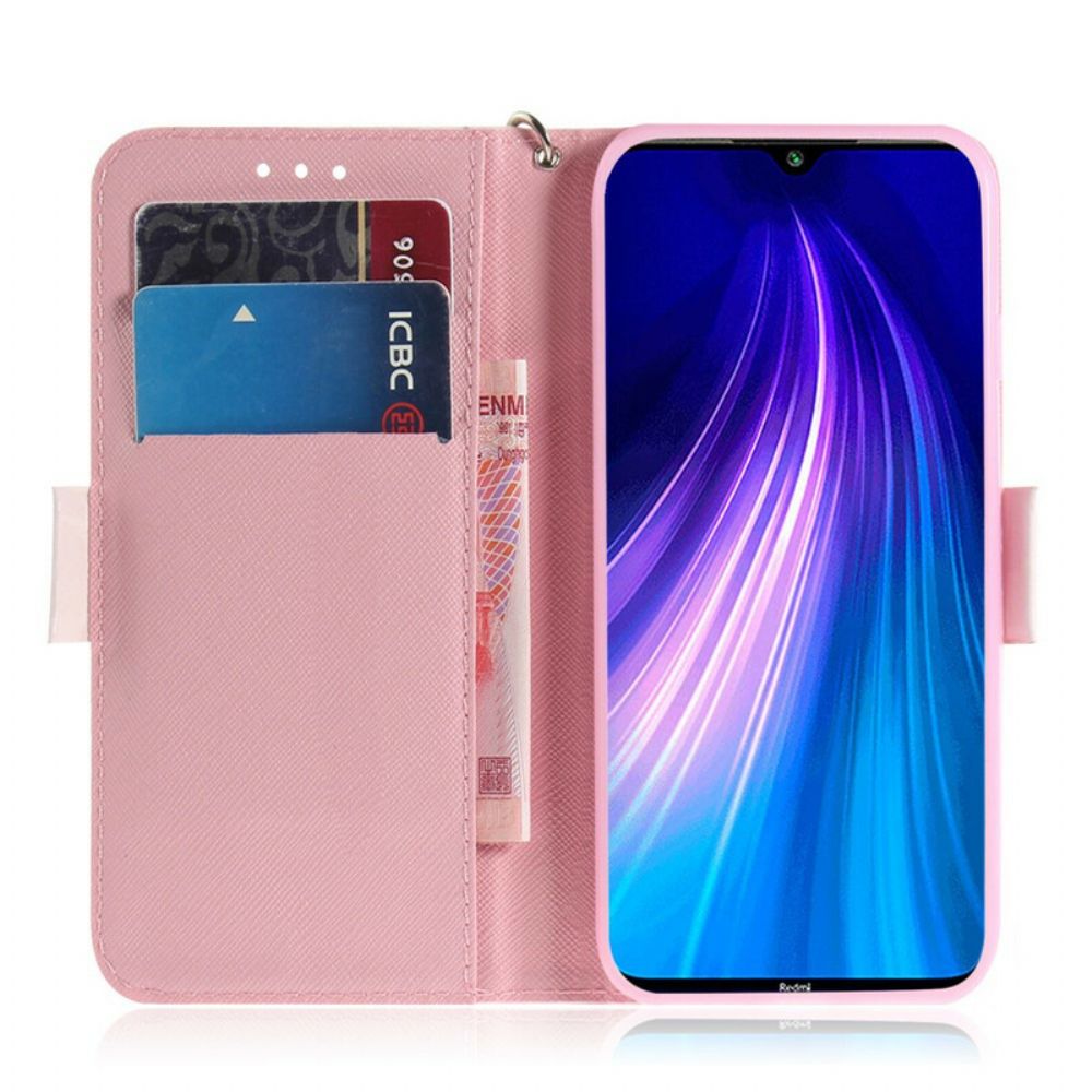 Folio-hoesje voor Xiaomi Redmi Note 8 Met Ketting Thong Kat Vrienden