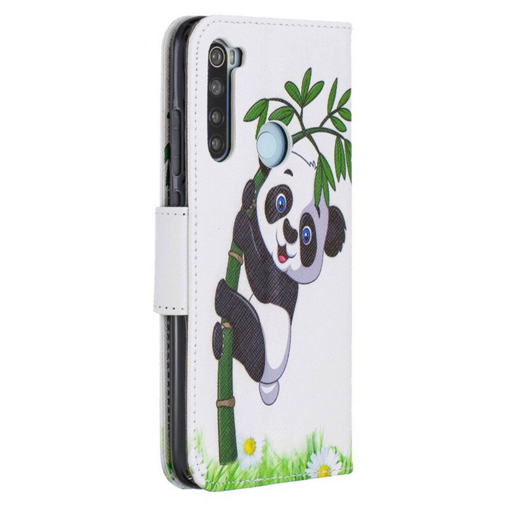 Folio-hoesje voor Xiaomi Redmi Note 8 Panda Op Bamboe