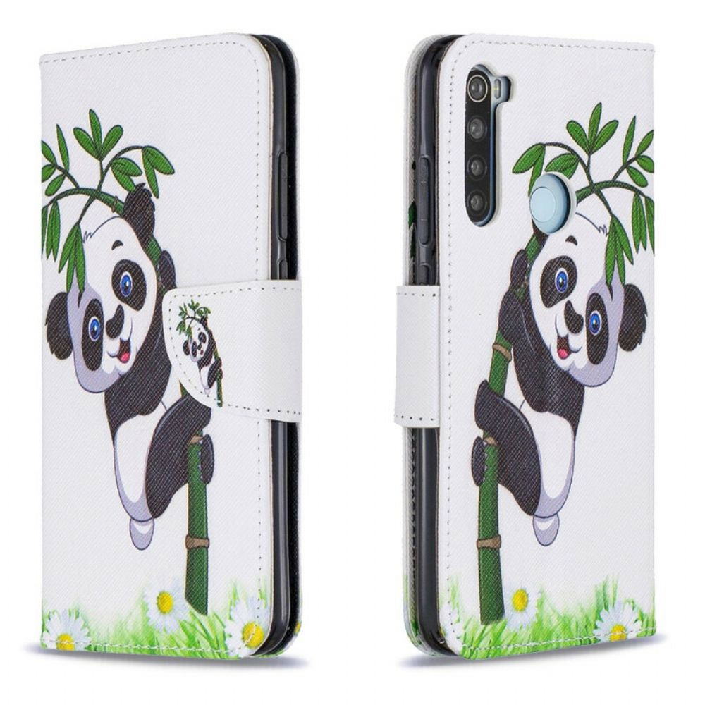 Folio-hoesje voor Xiaomi Redmi Note 8 Panda Op Bamboe