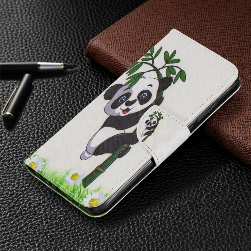 Folio-hoesje voor Xiaomi Redmi Note 8 Panda Op Bamboe