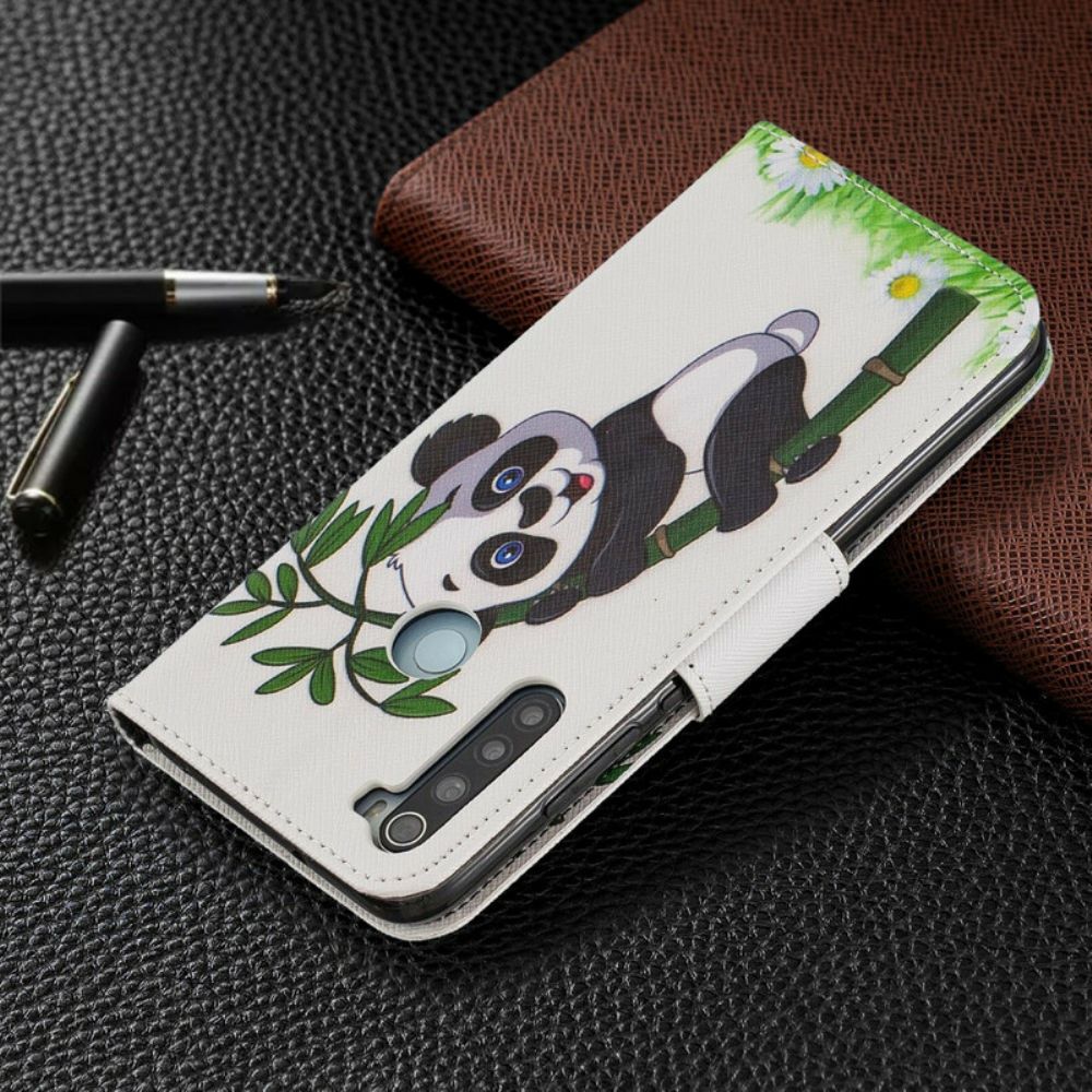 Folio-hoesje voor Xiaomi Redmi Note 8 Panda Op Bamboe