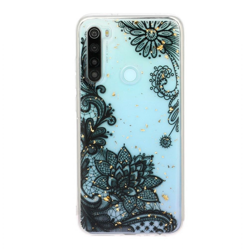 Hoesje voor Xiaomi Redmi Note 8 Bloemen Van Kant En Pailletten