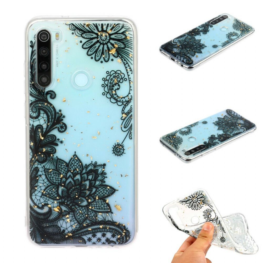 Hoesje voor Xiaomi Redmi Note 8 Bloemen Van Kant En Pailletten