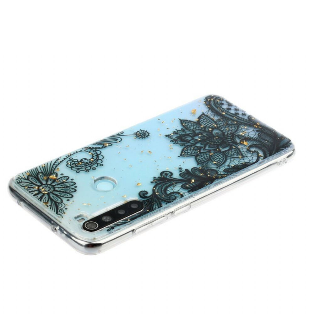 Hoesje voor Xiaomi Redmi Note 8 Bloemen Van Kant En Pailletten