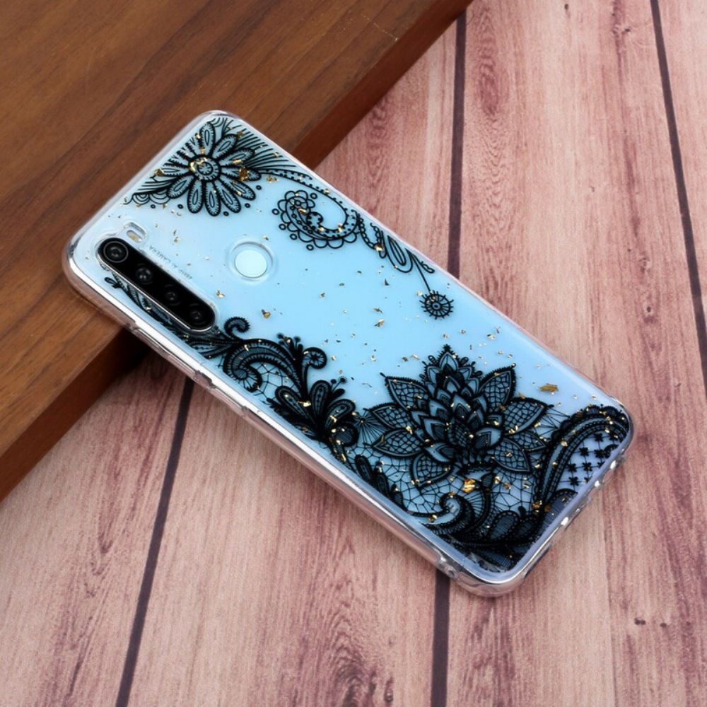 Hoesje voor Xiaomi Redmi Note 8 Bloemen Van Kant En Pailletten