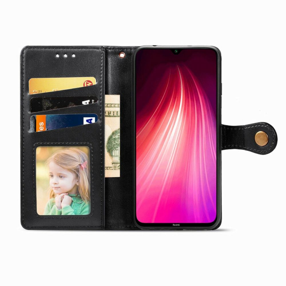 Leren Hoesje voor Xiaomi Redmi Note 8 Faux Leder En Vintage Sluiting