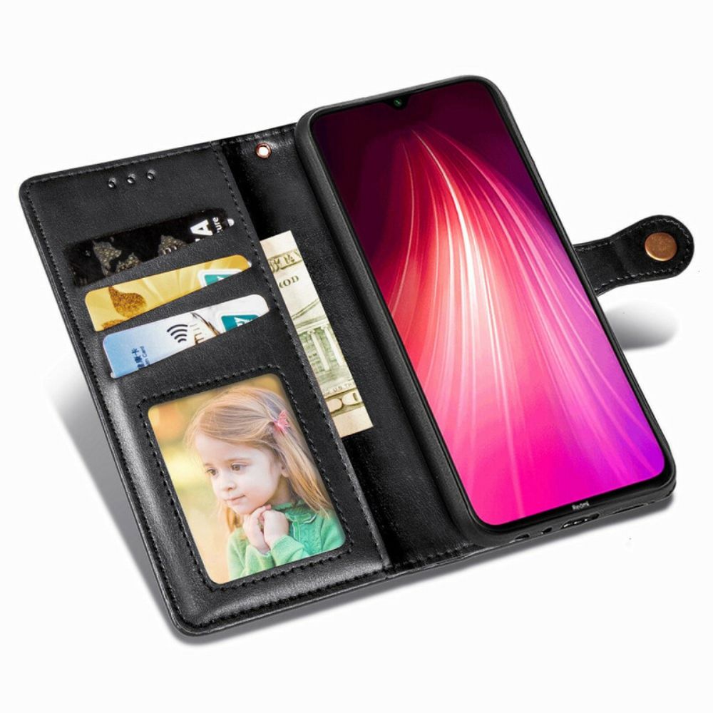 Leren Hoesje voor Xiaomi Redmi Note 8 Faux Leder En Vintage Sluiting