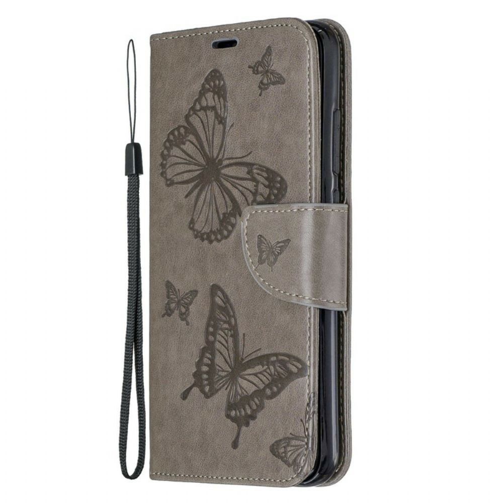 Leren Hoesje voor Xiaomi Redmi Note 8 Met Ketting Bandje Met Vlinderprint