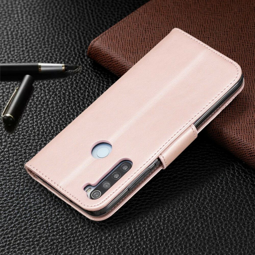 Leren Hoesje voor Xiaomi Redmi Note 8 Met Ketting Bandje Met Vlinderprint