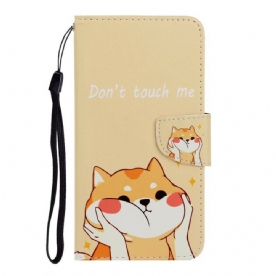 Leren Hoesje voor Xiaomi Redmi Note 8 Met Ketting Raak Me Niet Aan Met Strappy Hond