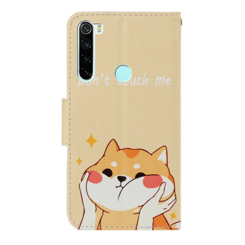 Leren Hoesje voor Xiaomi Redmi Note 8 Met Ketting Raak Me Niet Aan Met Strappy Hond