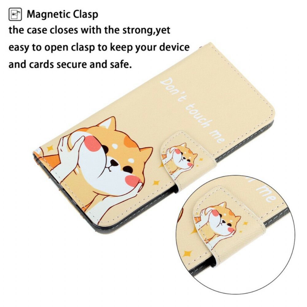 Leren Hoesje voor Xiaomi Redmi Note 8 Met Ketting Raak Me Niet Aan Met Strappy Hond