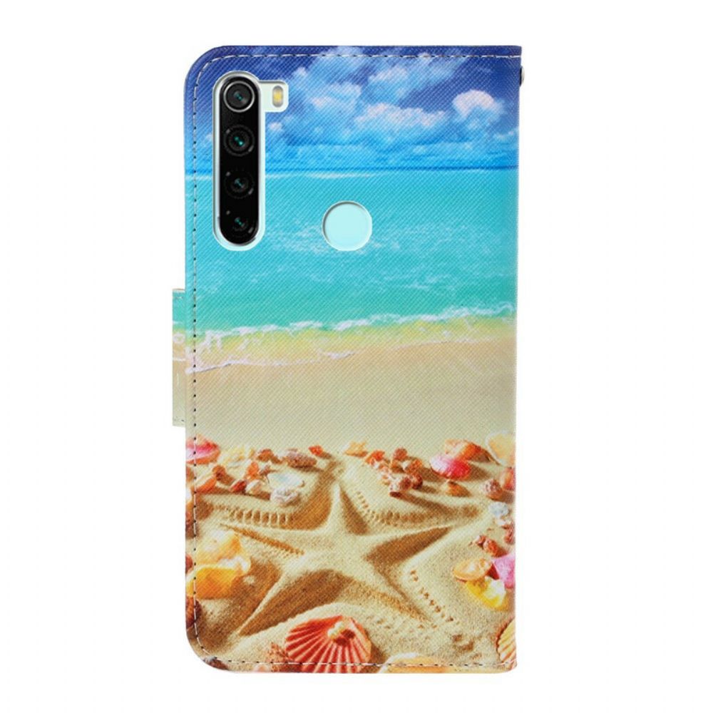 Leren Hoesje voor Xiaomi Redmi Note 8 Met Ketting Strandstrand