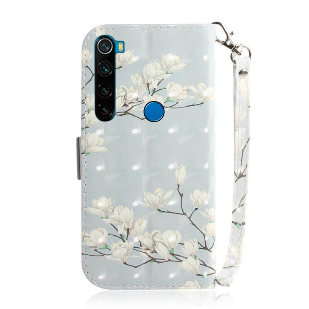 Leren Hoesje voor Xiaomi Redmi Note 8 Met Ketting Thong Bloemenboom