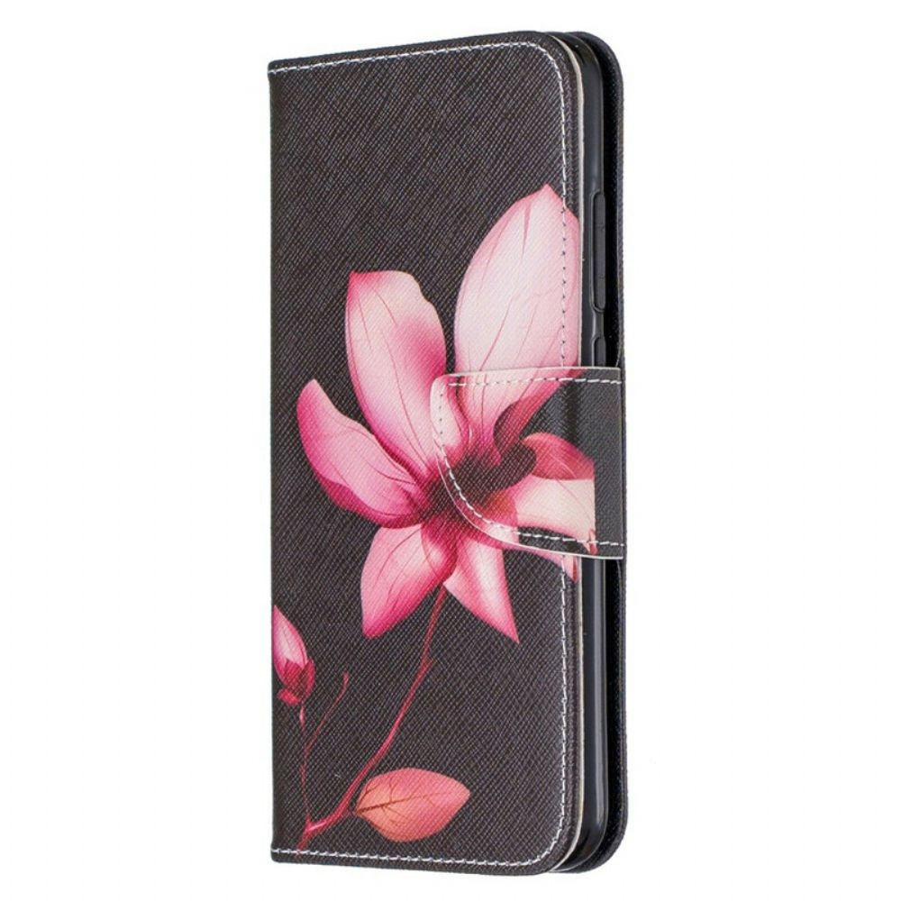 Leren Hoesje voor Xiaomi Redmi Note 8 Roze Bloem