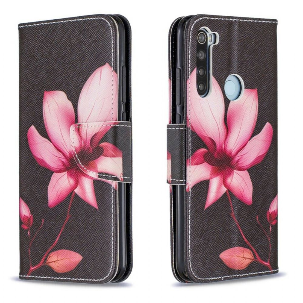 Leren Hoesje voor Xiaomi Redmi Note 8 Roze Bloem