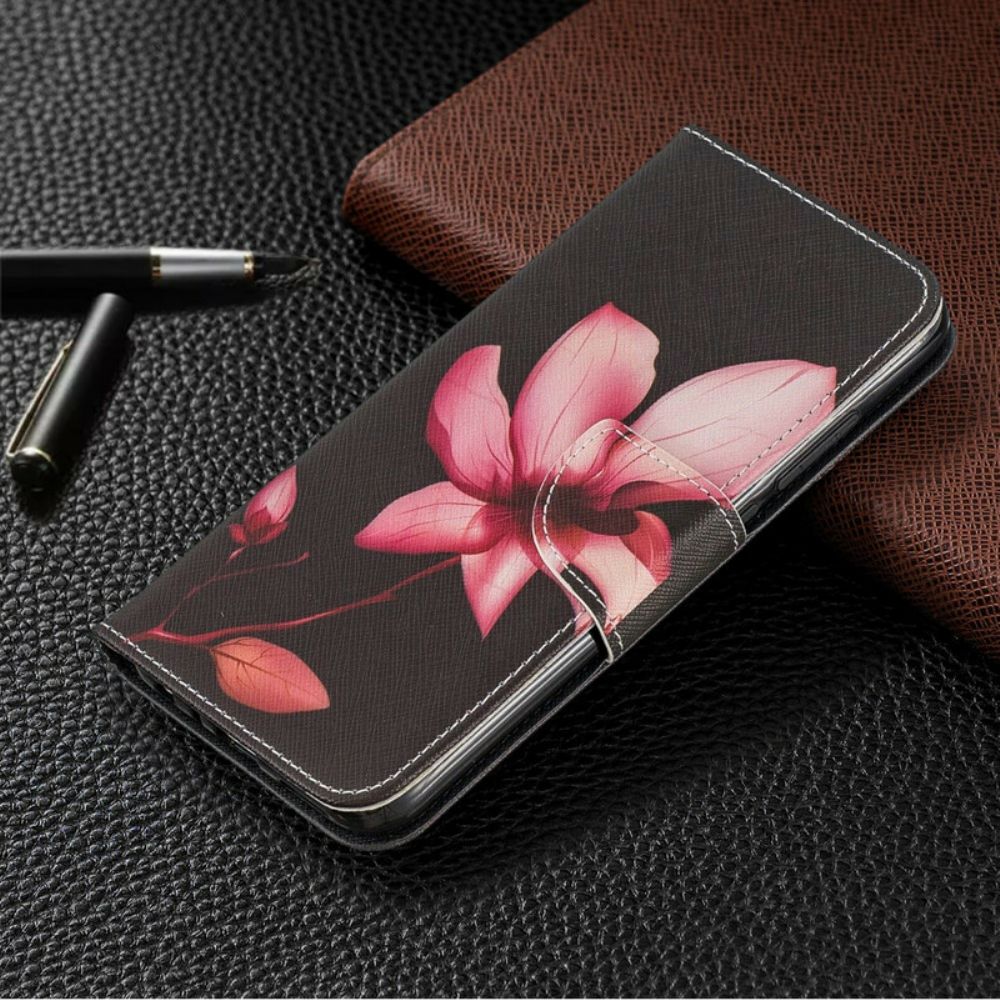 Leren Hoesje voor Xiaomi Redmi Note 8 Roze Bloem