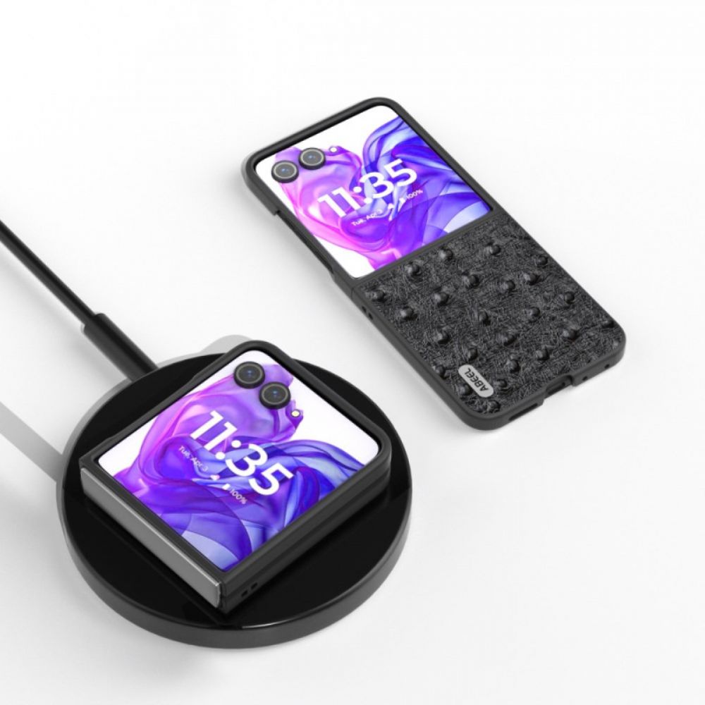 Hoesje Voor Motorola Razr 50 Ultra Abeel Struisvogeltextuurleer