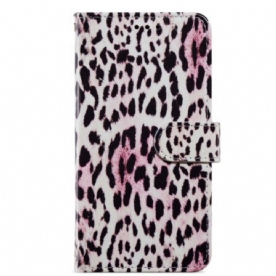 Folio-hoesje voor Moto G73 5G Met Ketting Strappy Leopard-stijl