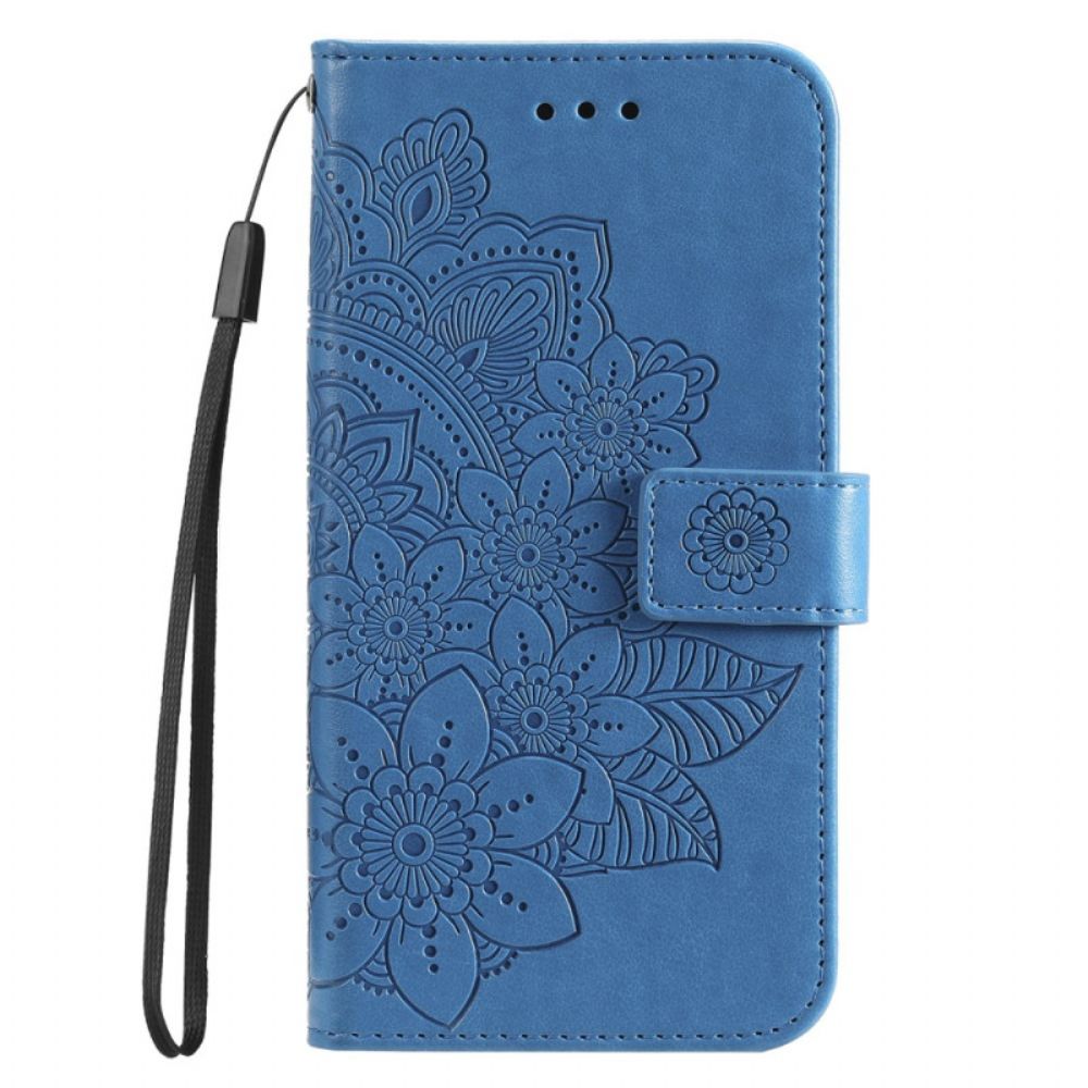 Leren Hoesje Huawei Nova 11 Pro Bandje Met Bloemenprint Bescherming Hoesje