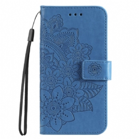 Leren Hoesje Huawei Nova 11 Pro Bandje Met Bloemenprint Bescherming Hoesje