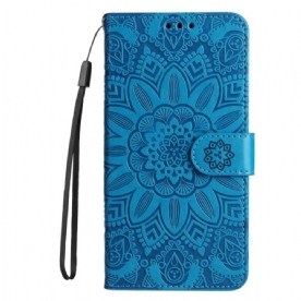 Leren Hoesje Huawei Nova 11 Pro Zonnebloem Met Riempje Bescherming Hoesje