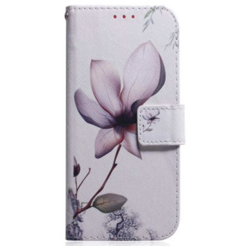 Folio-hoesje voor Samsung Galaxy M13 Met Ketting Vintage Strappy Bloem