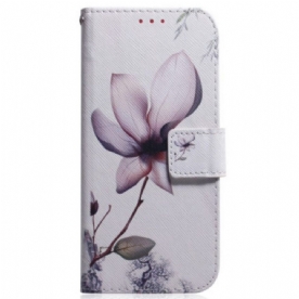 Folio-hoesje voor Samsung Galaxy M13 Met Ketting Vintage Strappy Bloem