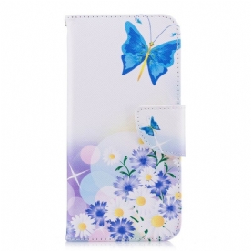 Flip Case voor Huawei P Smart Geschilderde Vlinders En Bloemen