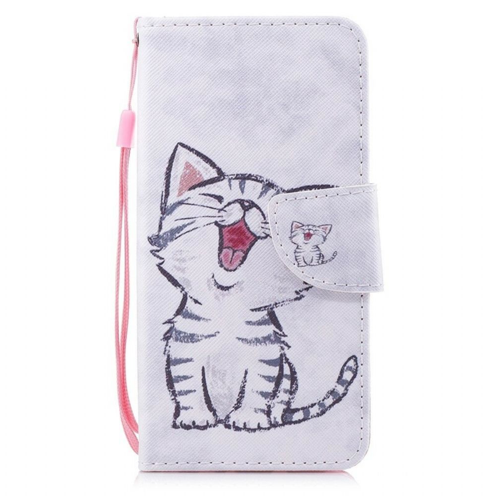 Flip Case voor Huawei P Smart Met Ketting Thong Kitten