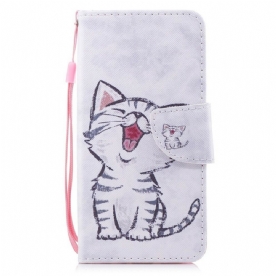 Flip Case voor Huawei P Smart Met Ketting Thong Kitten