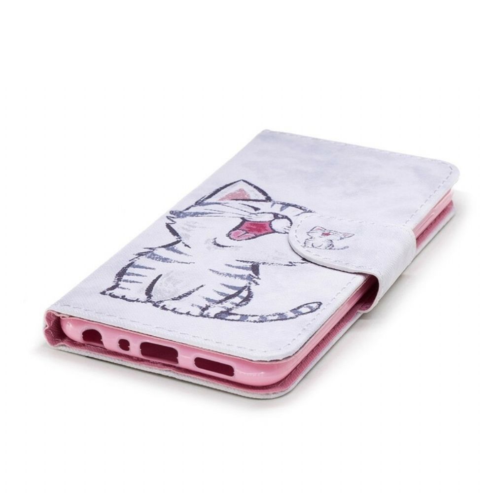 Flip Case voor Huawei P Smart Met Ketting Thong Kitten