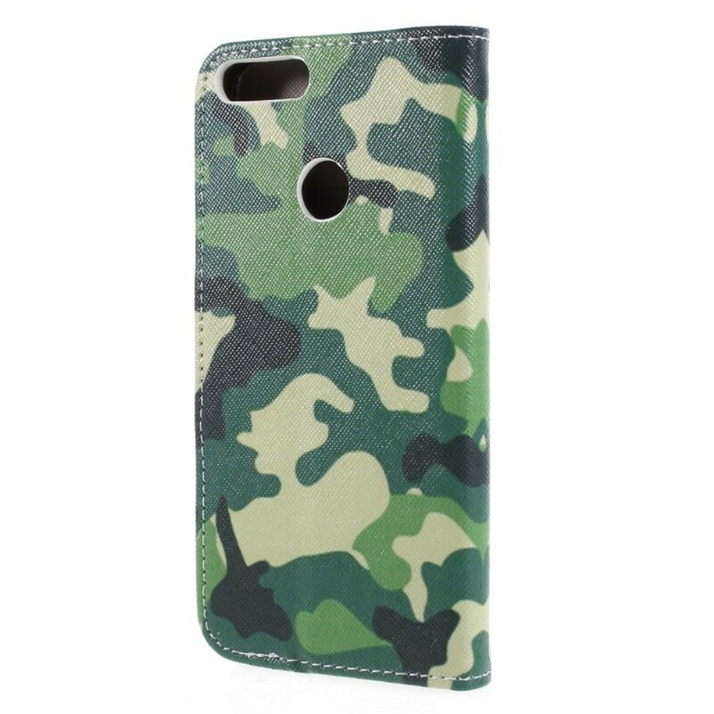 Leren Hoesje voor Huawei P Smart Militaire Camouflage