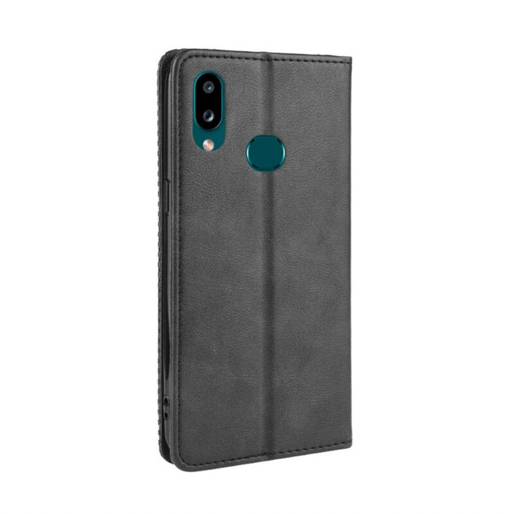 Bescherming Hoesje voor Samsung Galaxy A10s Folio-hoesje Vintage Gestileerd Leereffect