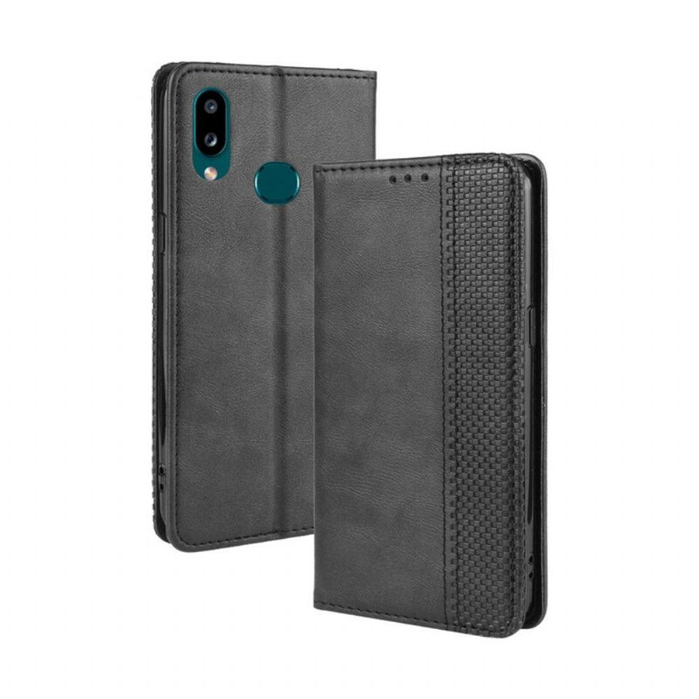 Bescherming Hoesje voor Samsung Galaxy A10s Folio-hoesje Vintage Gestileerd Leereffect