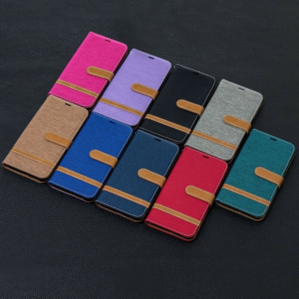 Folio-hoesje voor Samsung Galaxy A10s Met Ketting Band Met Stof En Leereffect