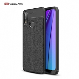 Hoesje voor Samsung Galaxy A10s Dubbele Lijn Litchi Leder Effect