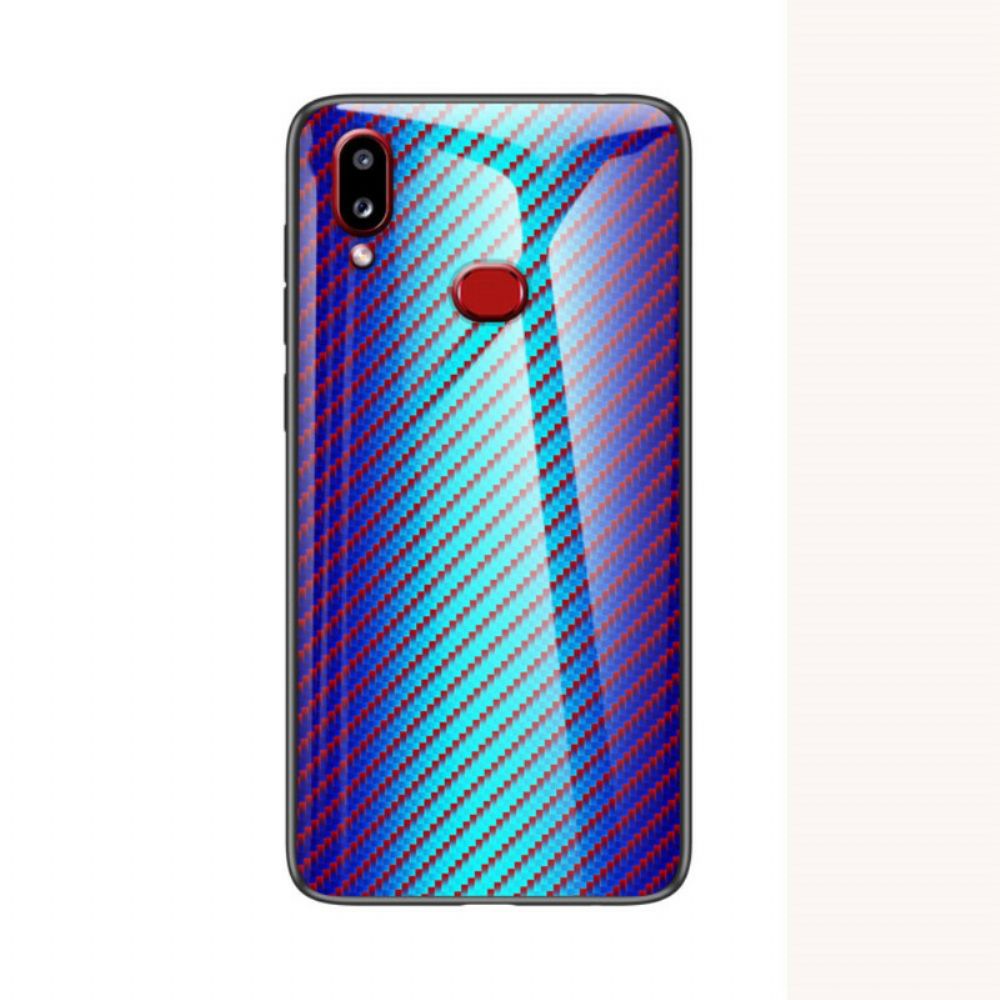 Hoesje voor Samsung Galaxy A10s Koolstofvezel Gehard Glas