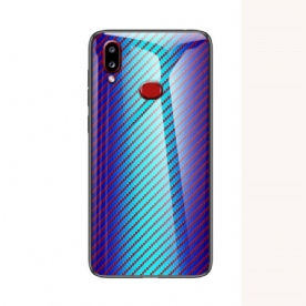 Hoesje voor Samsung Galaxy A10s Koolstofvezel Gehard Glas