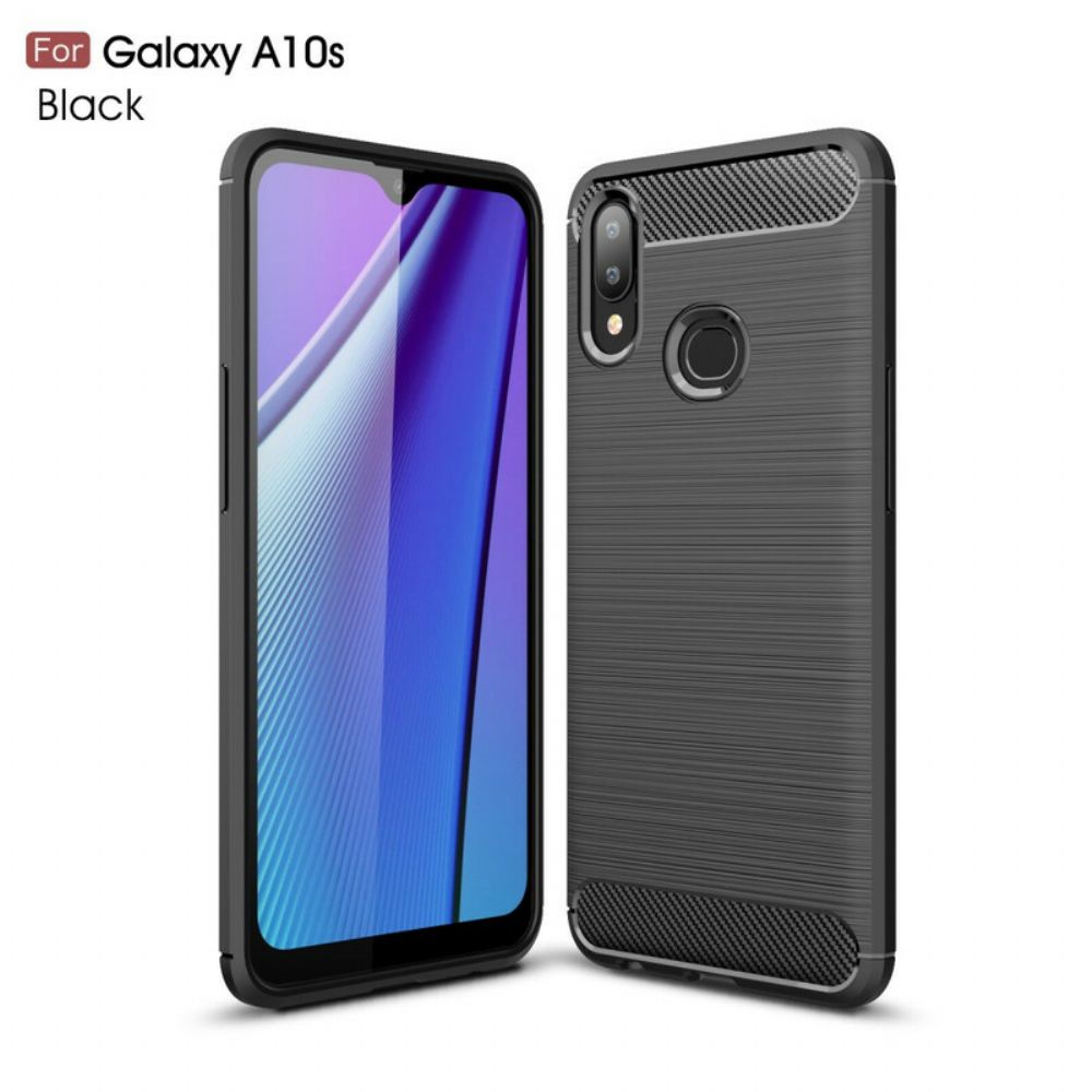 Telefoonhoesje voor Samsung Galaxy A10s Geborstelde Koolstofvezel