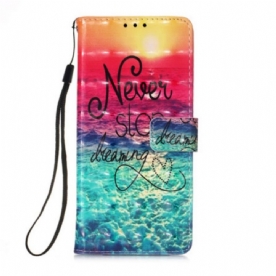 Flip Case voor Samsung Galaxy A54 5G Met Ketting Stop Nooit Met Dromen Strappy