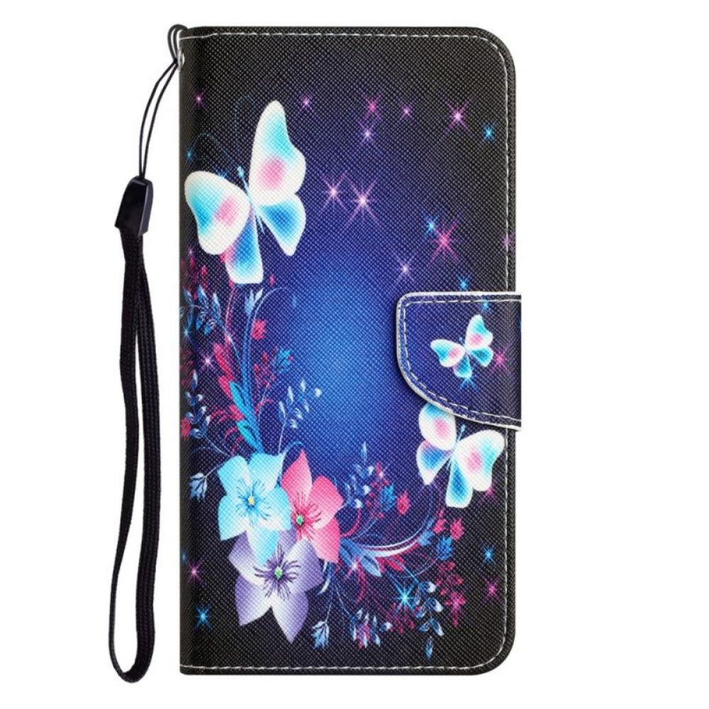 Folio-hoesje voor Samsung Galaxy A54 5G Met Ketting Fairy Vlinders Met Lanyard